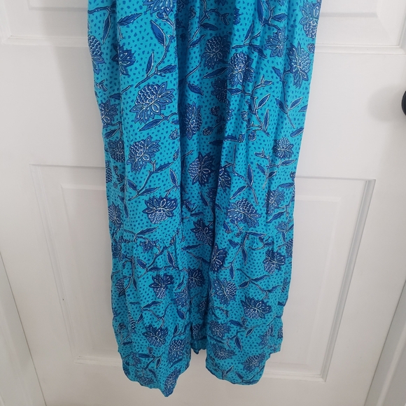 Destination 365 Womens Maxi Dress SM Flutter Sleeves Tie Neck CottageCore Blue - Picture 11 of 12